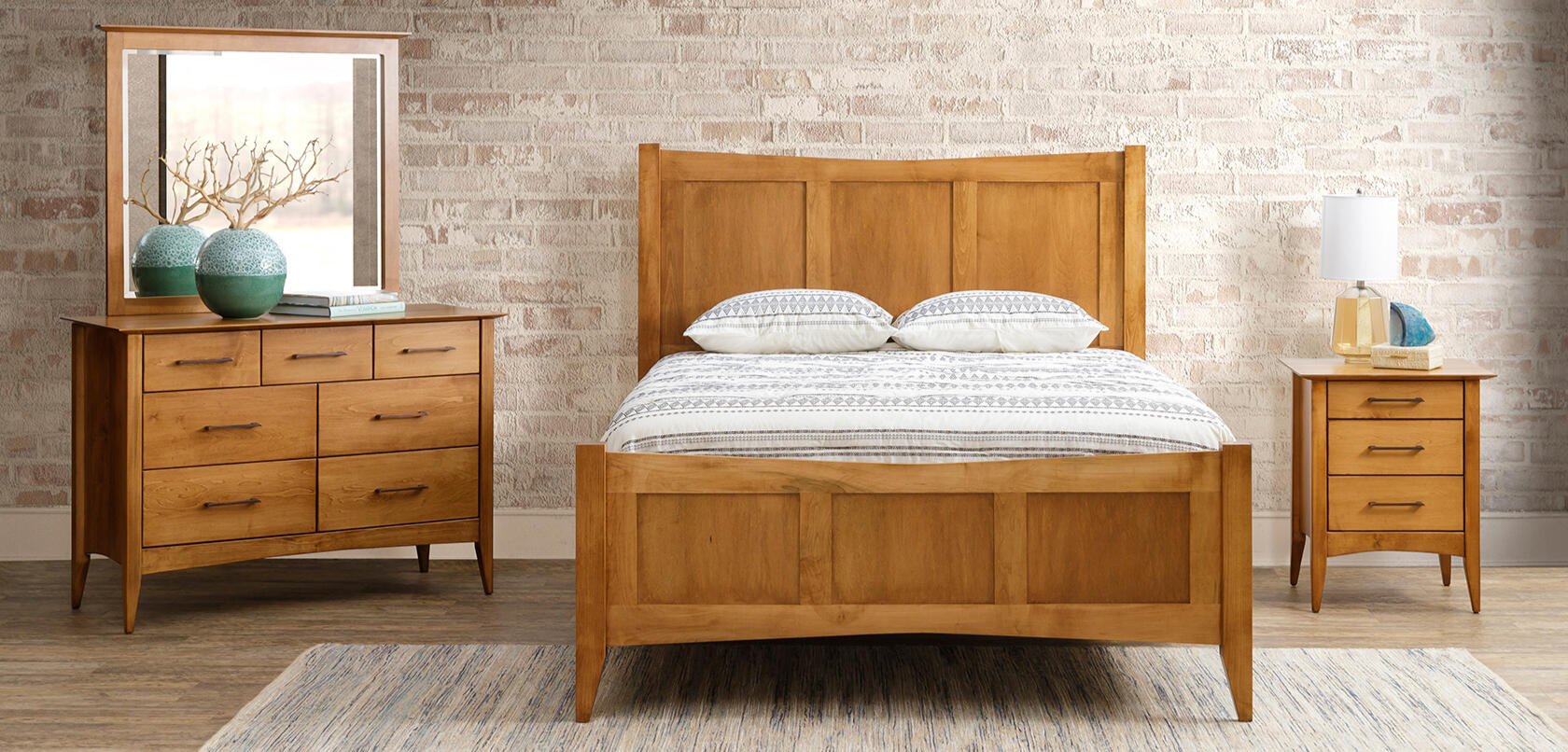 Country classic modern shaker style bedroom set Amish built in Lancaster PA available to be custom made in oak maple cherry hickory
