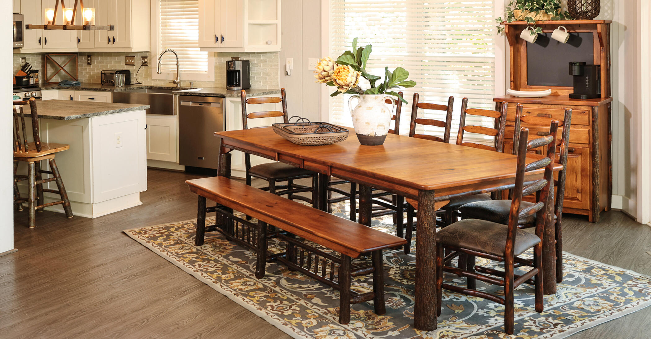 Rustic Hickory Dining Furniture – New York & New England Retailers Rustic Amish‑crafted hickory furniture available through trusted retailers in CT, RI, MA, VT, NH, ME, and NY. Customizable solid‑wood bedroom, dining, and living room pieces built for cabin, lodge, and rustic‑modern homes.